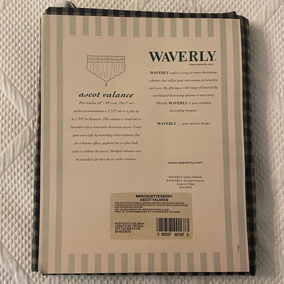 Waverly Black and Tan Lined Ascot Valance NEW - Picture 7 of 7